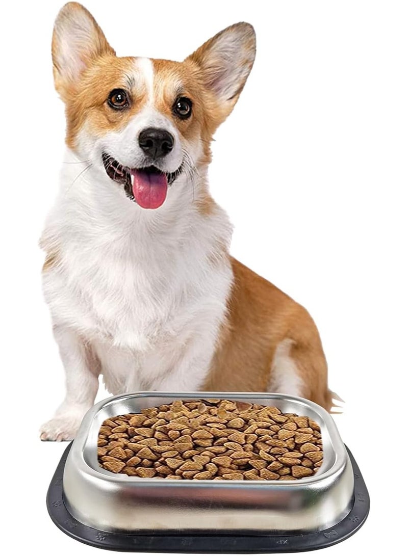 أن ان سي بيتس وعاء طعام للكلاب من الفولاذ المقاوم للصدأ للسلالات الصغيرة والمتوسطة، وعاء طعام مستطيل للحيوانات الأليفة بتصميم سلس وشريط لاصق غير قابل للانزلاق، مثالي للتغذية والري، سهل التنظيف 25 سم (فضي) - Image 1
