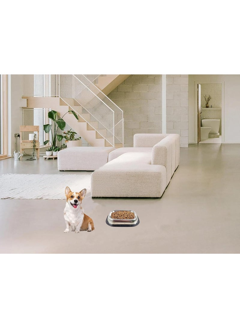 أن ان سي بيتس وعاء طعام للكلاب من الفولاذ المقاوم للصدأ للسلالات الصغيرة والمتوسطة، وعاء طعام مستطيل للحيوانات الأليفة بتصميم سلس وشريط لاصق غير قابل للانزلاق، مثالي للتغذية والري، سهل التنظيف 25 سم (فضي) - Image 3