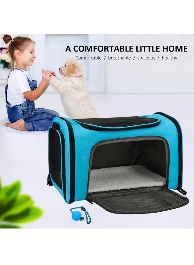 Chase Up Pet Carrier for Small Medium Cats Puppies up to 15 Lbs, Airline Approved Small Dog Travel Puppy Carrier Soft Sided, Collapsible - Blue - Image 2