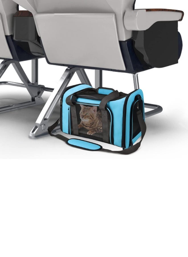 Chase Up Pet Carrier for Small Medium Cats Puppies up to 15 Lbs, Airline Approved Small Dog Travel Puppy Carrier Soft Sided, Collapsible - Blue - Image 5