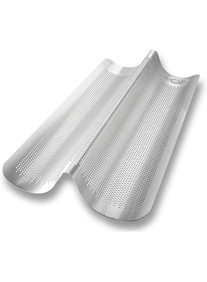 صينية خبز إيطالية من الفولاذ المثقوب بالألمنيوم، 2 رغيف - Image 1