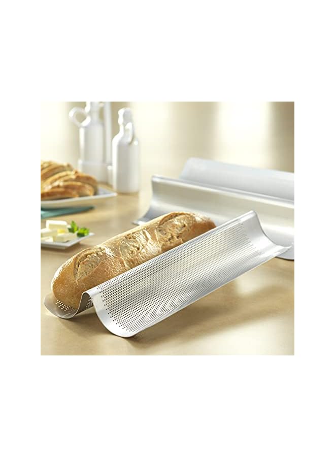 صينية خبز إيطالية من الفولاذ المثقوب بالألمنيوم، 2 رغيف - Image 2