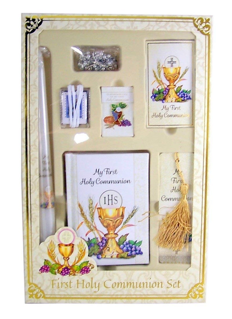My First Holy Communion Gift Set طقم هدية أول قداس مقدس - صندوق هدايا فاخر للفتيات