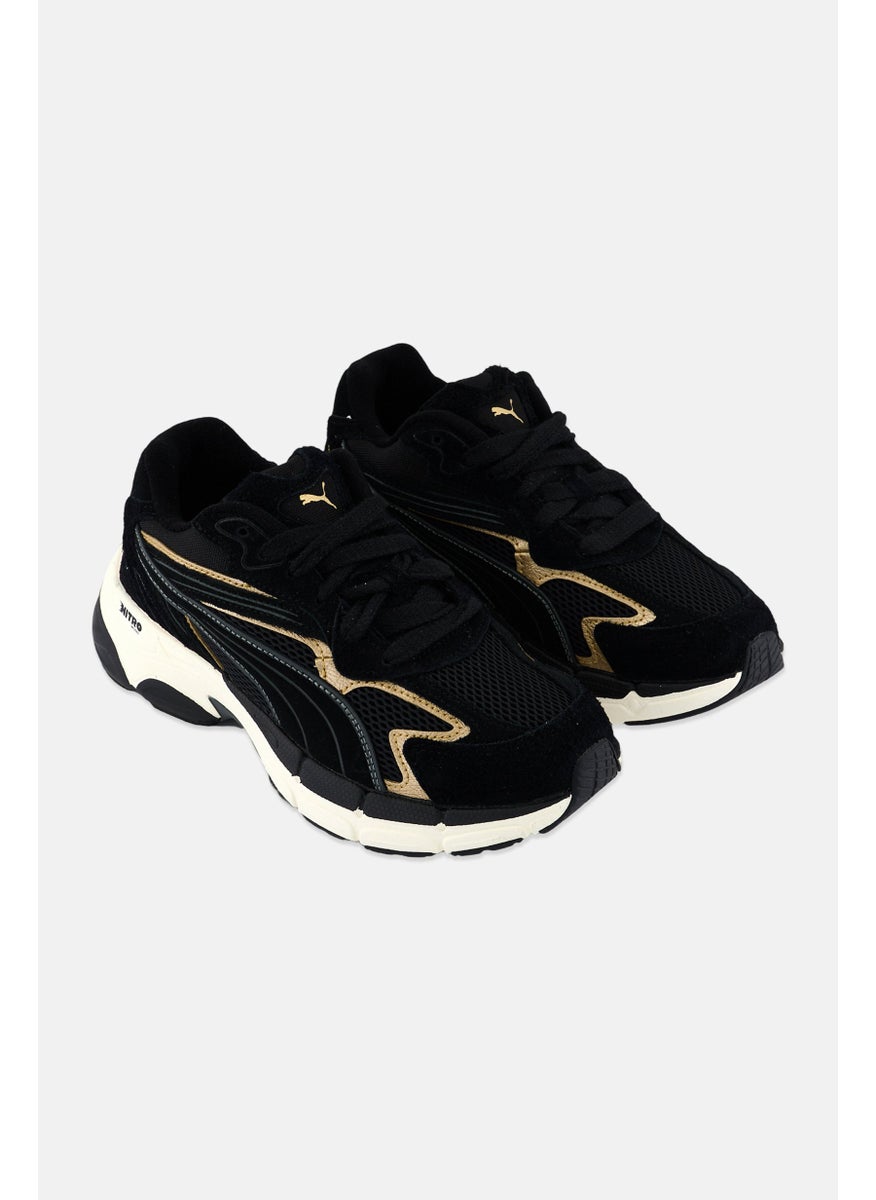 PUMA Kids Boy Teveris Nitro Metallic Lace Up Training Shoes, Black  - Image 1