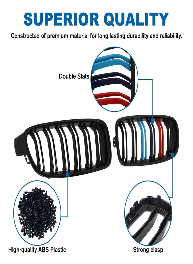 BILLDIO F30 Grille - Front Kidney Color Grill Compatible with BMW 3 series F30 F31 2012-2018 320i 328i 328d 330e 330i 335i 340i 328i Double Slats 2Pcs - Image 3