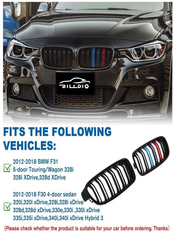 BILLDIO F30 Grille - Front Kidney Color Grill Compatible with BMW 3 series F30 F31 2012-2018 320i 328i 328d 330e 330i 335i 340i 328i Double Slats 2Pcs - Image 4