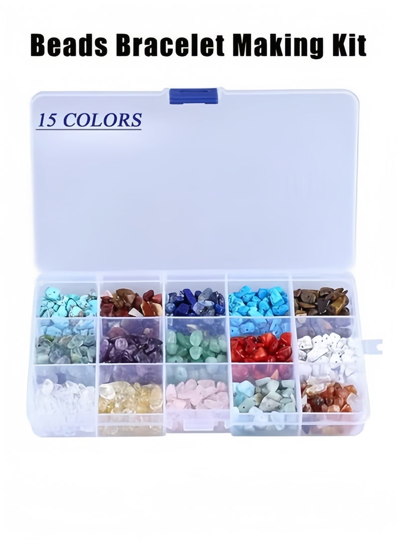 Charm Bracelets Kit, 15 Colors Bracelet Making Kit for Girls, Natural Crystal Beads, DIY Jewelry Charms, Gift Kids Adults, Craft, Birthday Girls Women - Image 1