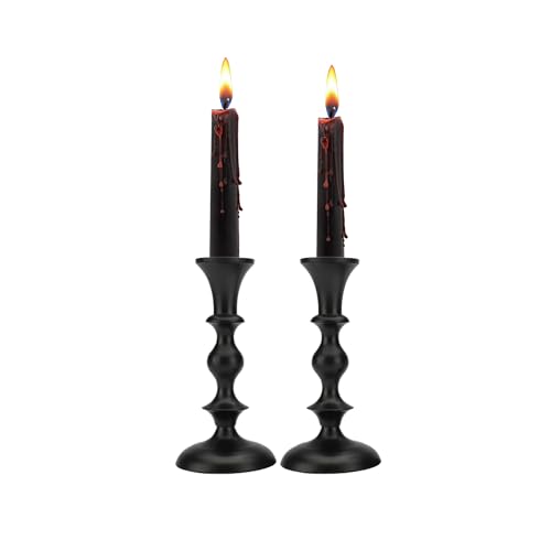 Rely Black Candle Holders Set of 2 Decorative Centerpiece Table Candlesticks Holders for Taper Candles Home Decor Easter Candle Holders for Dinner Party Wedding Decorations