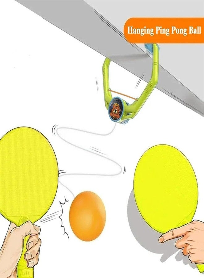 MANVI Table Tennis Trainer for Kids, Wall Hanging Practice 4 Ball with 2 TableTennis Racket, Self Training Indoor Hanging Tabletennis for Kids Boys & Girls - Image 2