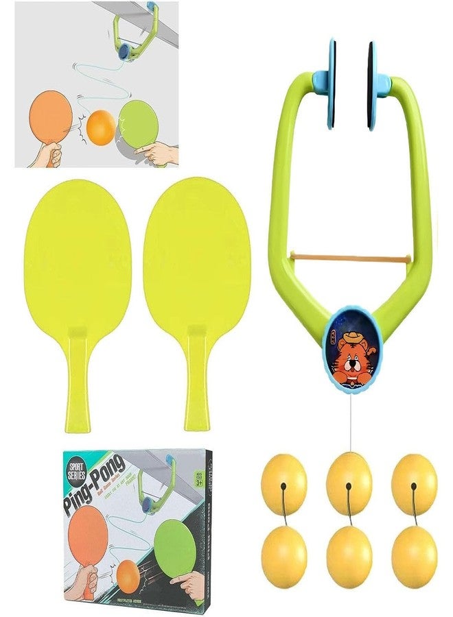 MANVI Table Tennis Trainer for Kids, Wall Hanging Practice 4 Ball with 2 TableTennis Racket, Self Training Indoor Hanging Tabletennis for Kids Boys & Girls - Image 1