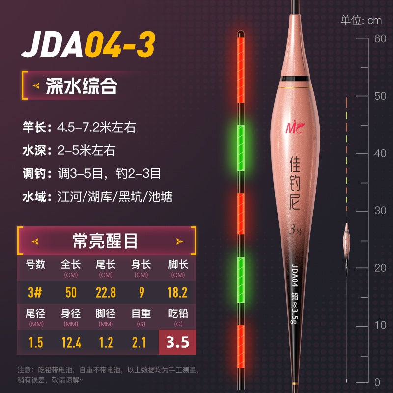 Jiadangni Into The Water Shadowless Luminous Float Bite Hook Color Electronic Float Eye-Catching High Sensitive Carp Float Carp Grass Carp Float Float - Image 1