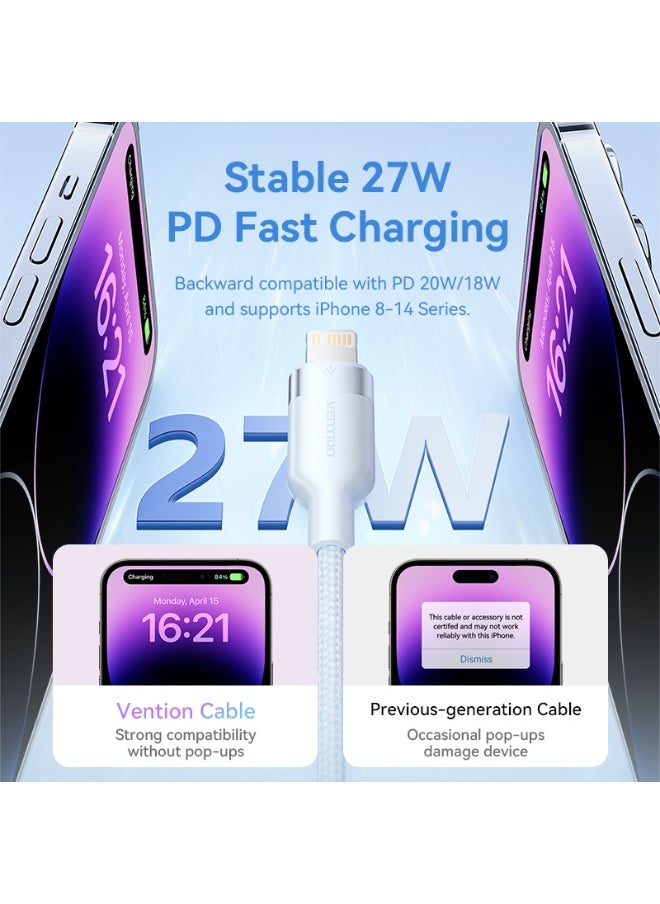 VENTION VENTION USB 2.0 Type-C Male to Lightning Male 3A Cable 2M Black Aluminum Alloy Type Model# LALBF  - Image 3