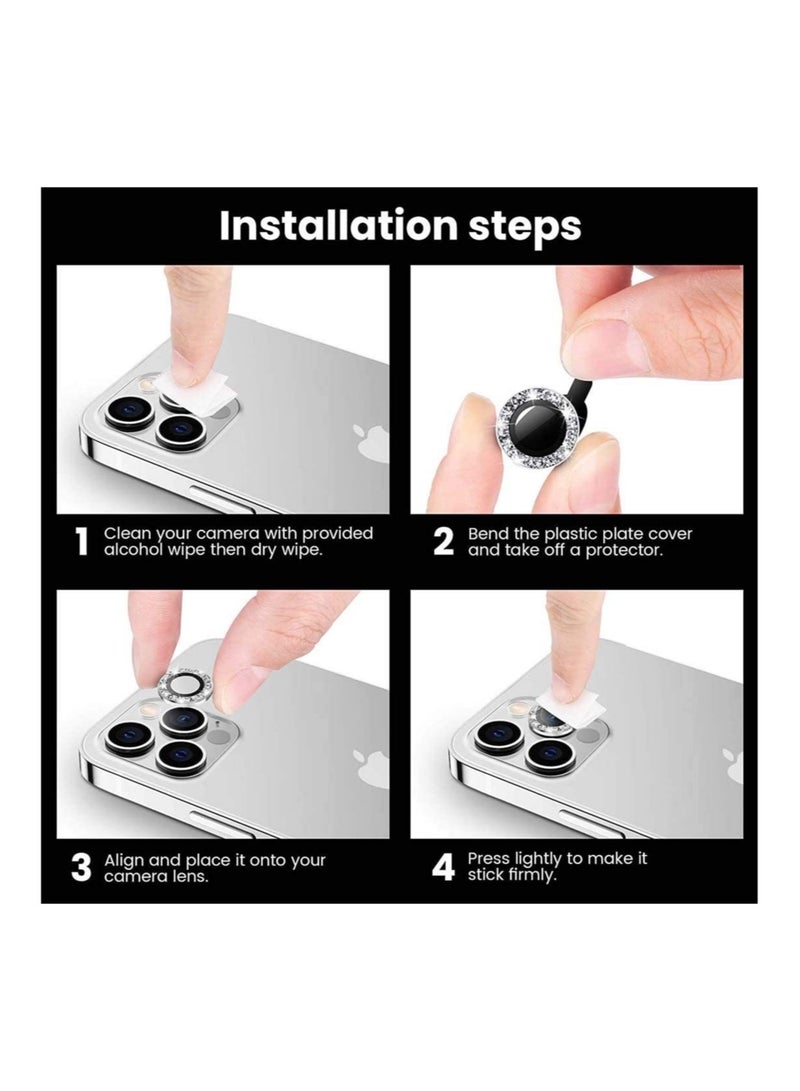 ELTRAZONE Camera Lens Protector for iPhone 12proMax Lens Protector Premium HD Tempered Glass Metal Ring Aluminium Alloy Lens Screen Cover Film - Image 3