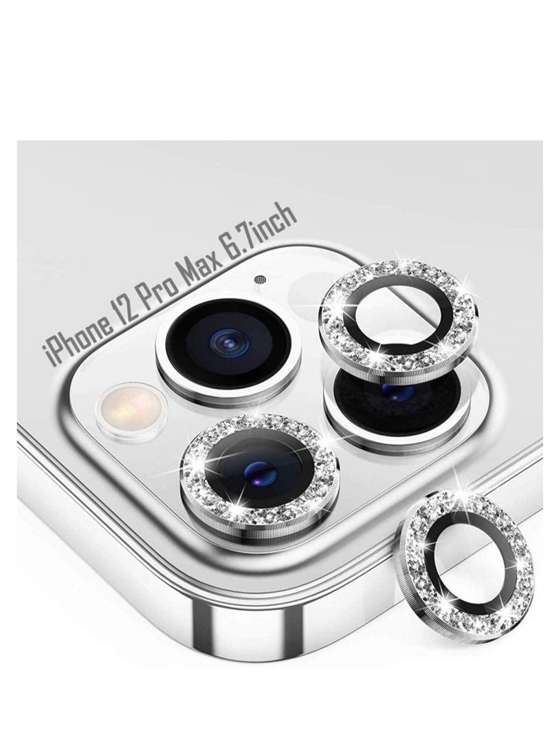 ELTRAZONE Camera Lens Protector for iPhone 12proMax Lens Protector Premium HD Tempered Glass Metal Ring Aluminium Alloy Lens Screen Cover Film - Image 1