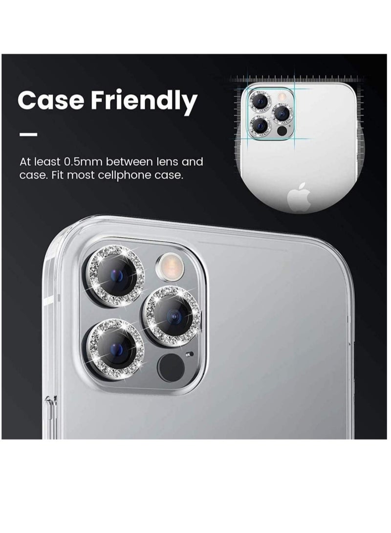 ELTRAZONE Camera Lens Protector for iPhone 12proMax Lens Protector Premium HD Tempered Glass Metal Ring Aluminium Alloy Lens Screen Cover Film - Image 2