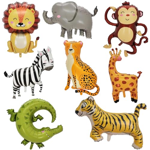 SAMOKA Large Safari Balloons8 PCS 3440 Inch Animal BalloonsJungle BalloonSafari Birthday DecorationsJungle Party Decorations - Image 1