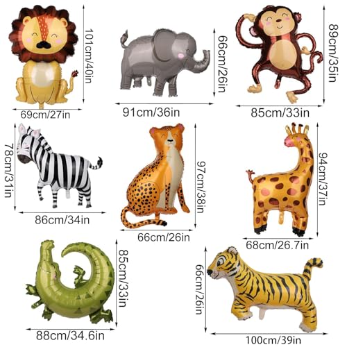 SAMOKA Large Safari Balloons8 PCS 3440 Inch Animal BalloonsJungle BalloonSafari Birthday DecorationsJungle Party Decorations - Image 5