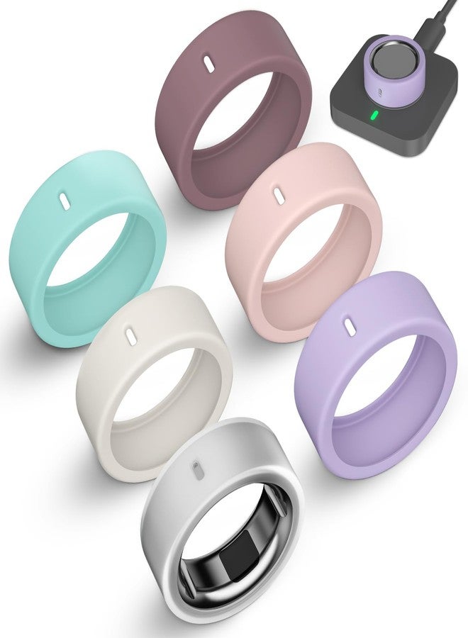 6 Pack Ring Cover Compatible with Oura Ring Gen 4/Oura Ring Gen 3 Horizon/Gen 3 Heritage, Surport Charging with Cover on, Anti-Scratch Elastic Silicone Ring Protector for Men Women Working Out Gym