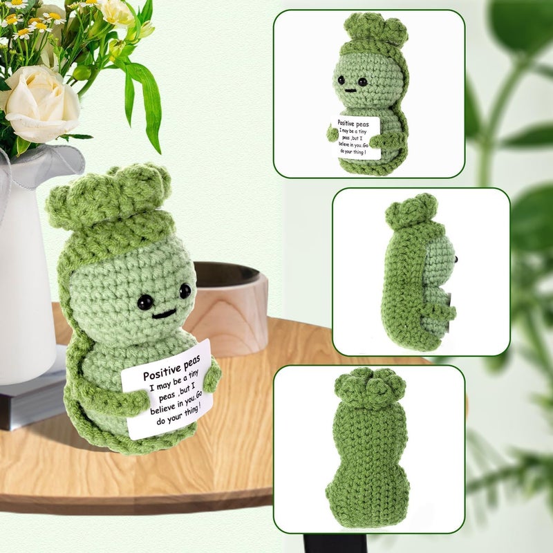Bukela Pea Cute Knitted, Pea Handcrafted Handmade Gift, Funny Emotional Support Healing Creative Doll Knitted Wool Stress Figure Relieving Gifts for Friends Home Office Decor Decoration - Image 2