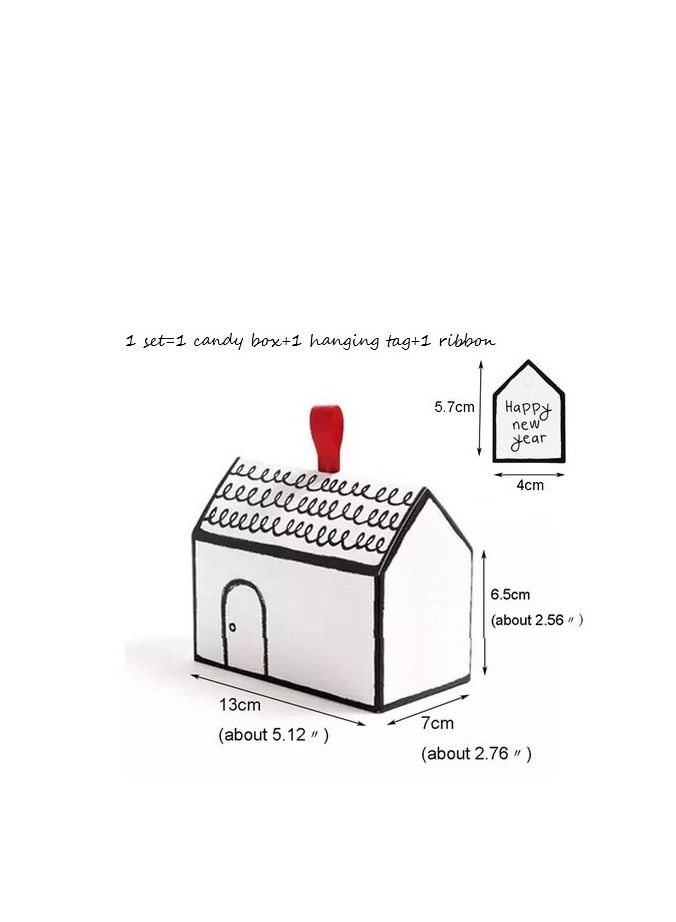 حزمة من 10 علب حلوى كوكي 13x7x6.5 سم علب بسكويت كبيرة الحجم صناديق هدايا ورقية للحفلات بالعام الجديد السعيد (سنة جديدة سعيدة)