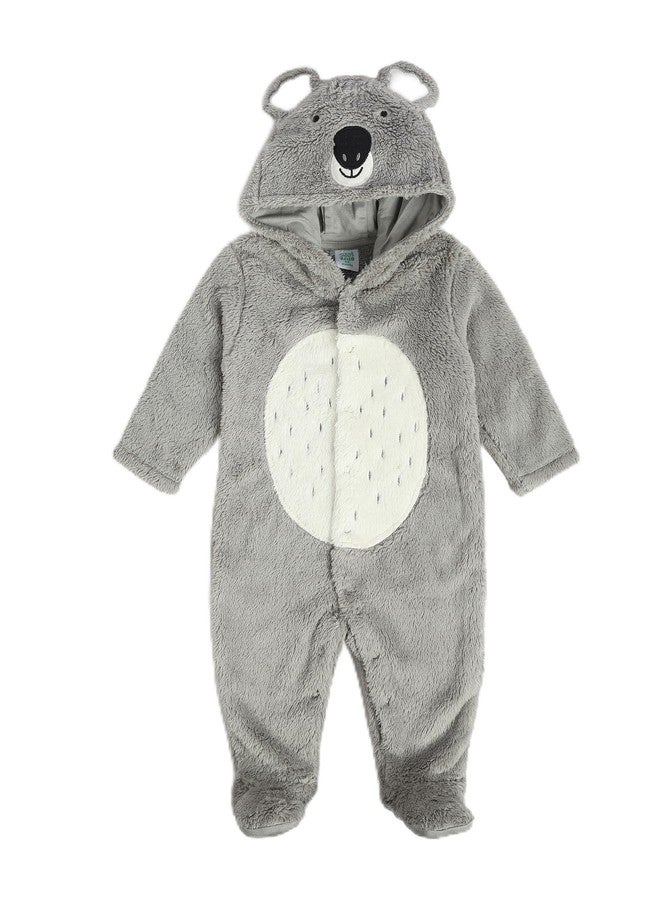 miniklub Baby Unisex Hooded Full Sleeves Knitted Polyester Sleep Suit, Pack of 1, Grey (3-6M) - Image 1