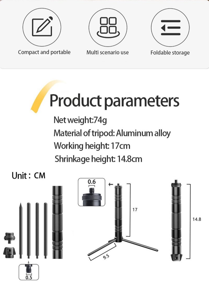 Generic Aluminum alloy folding desktop tripod camera stand,multifunctional outdoor camping light work light stand  - Image 3