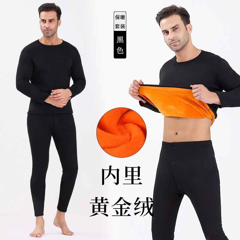 Golden Fleece Warmbras Mens Thickened Fleece-Lined Autumn Winter Couples Suit Direct From Manufacturer Fall/Winter Wear Women's black  - Image 2