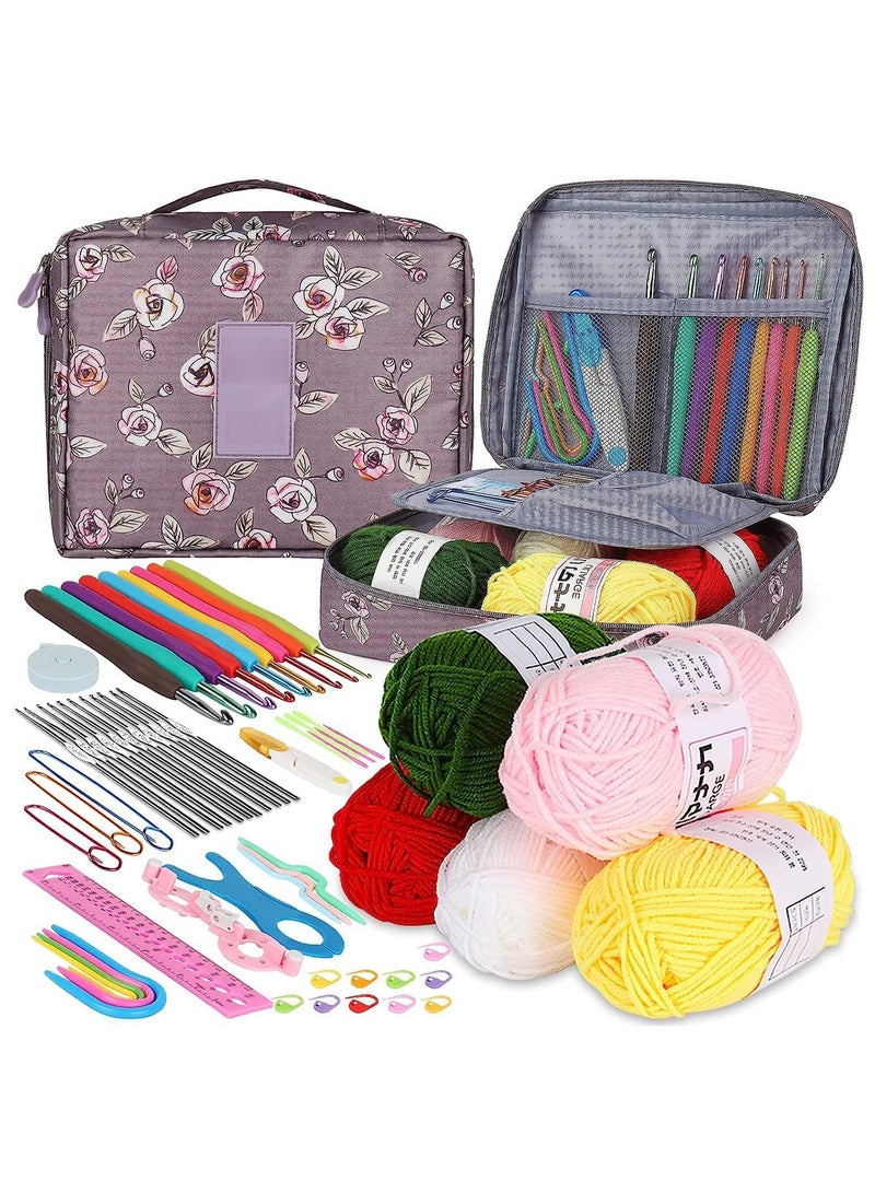 Relex Crochet Kit for Beginners Adults, Crochet Kits Include Yarn, 59pcs Crochet Starter Kit for Beginners Kids, Ergonomic Crochet Hooks 2.0-6.0 mm, Lace Steel Needles 0.6-1.9 mm - Image 1