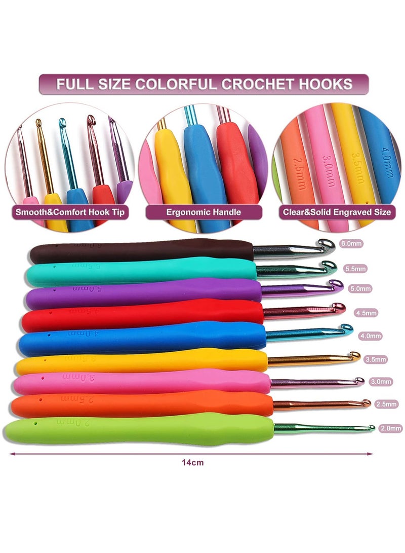 Relex Crochet Kit for Beginners Adults, Crochet Kits Include Yarn, 59pcs Crochet Starter Kit for Beginners Kids, Ergonomic Crochet Hooks 2.0-6.0 mm, Lace Steel Needles 0.6-1.9 mm - Image 4