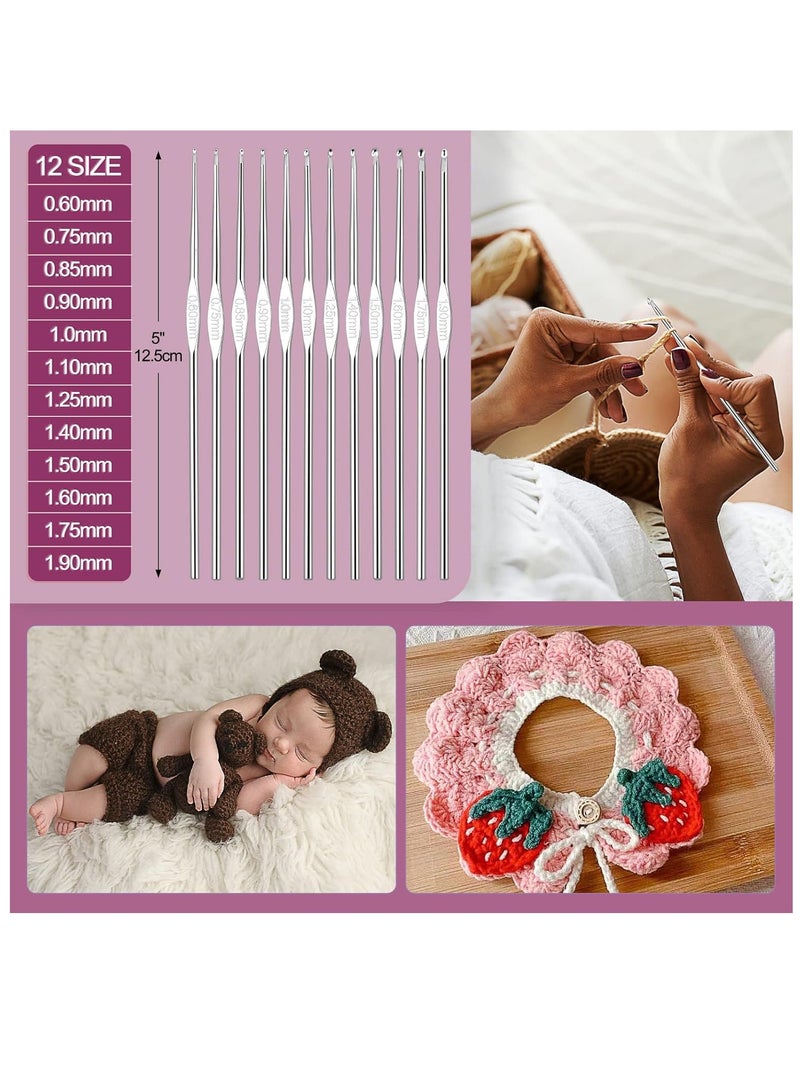 Relex Crochet Kit for Beginners Adults, Crochet Kits Include Yarn, 59pcs Crochet Starter Kit for Beginners Kids, Ergonomic Crochet Hooks 2.0-6.0 mm, Lace Steel Needles 0.6-1.9 mm - Image 5