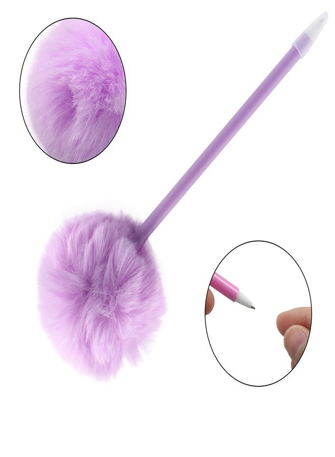 Coufce 4 Pack Pom Pom Pens Colorful Fluffy Ballpoint Pens for School and Office Cute Pens for Girls and Women(Pink, Purple, Yellow, Green) - Image 3
