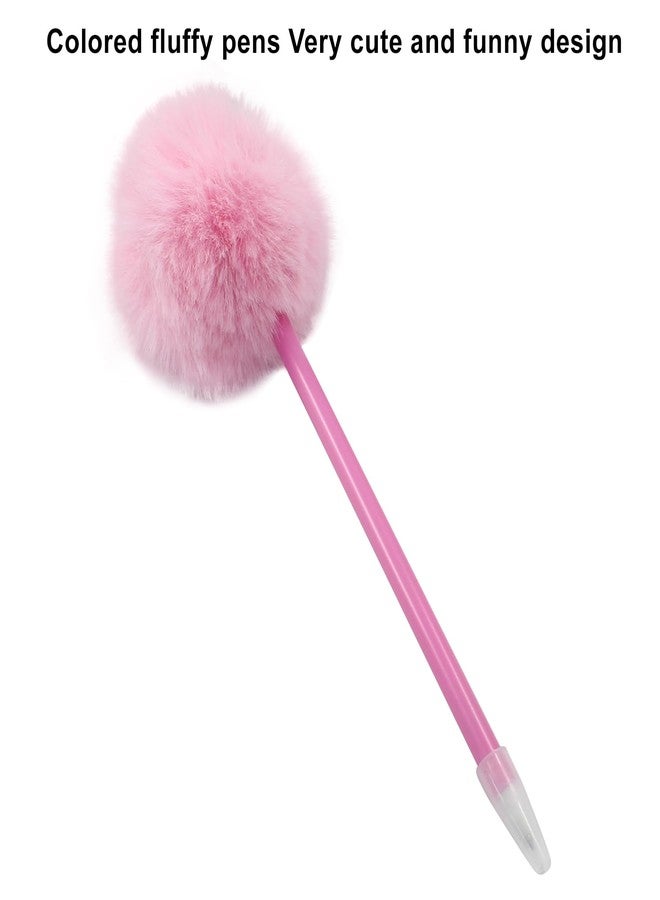 Coufce 4 Pack Pom Pom Pens Colorful Fluffy Ballpoint Pens for School and Office Cute Pens for Girls and Women(Pink, Purple, Yellow, Green) - Image 2