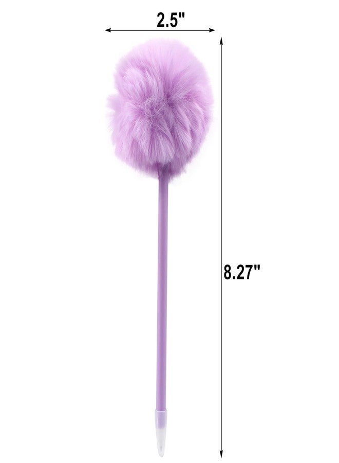 Coufce 4 Pack Pom Pom Pens Colorful Fluffy Ballpoint Pens for School and Office Cute Pens for Girls and Women(Pink, Purple, Yellow, Green) - Image 4