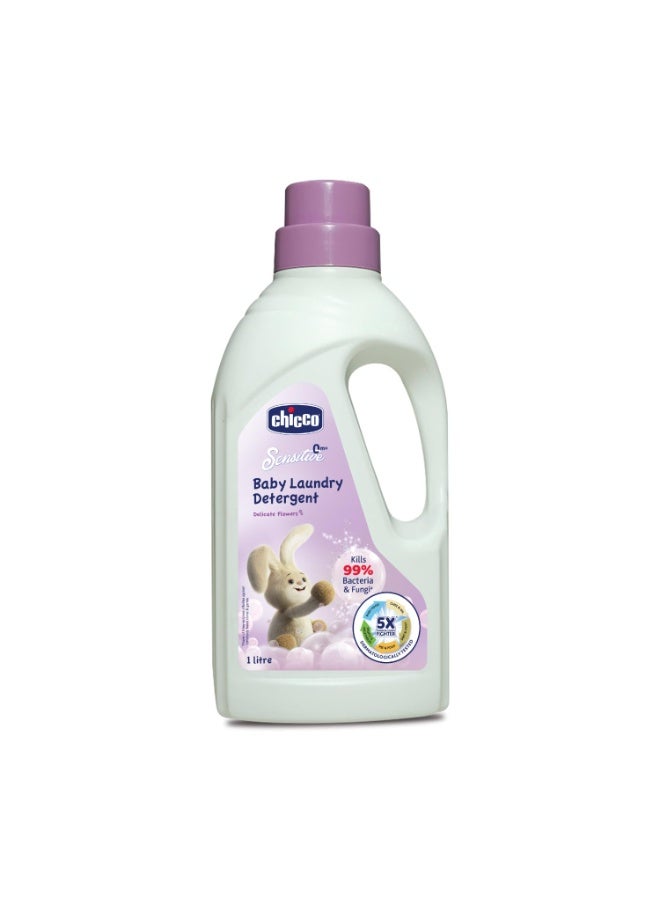 Chicco Baby Liquid Laundry Detergent, 5X Stain & Germ Fighter, Kills 99% Of Germs, Dermatologically Tested For Effective & Gentle Cleaning, Delicate Flowers (1 L) - Image 1