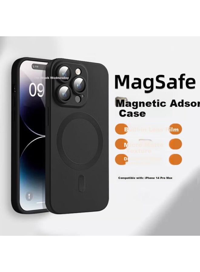 World Han Suitable For Apple 14 Pro Max Phone Case 14 Pro Max Magnetic Adsorption Case Magsafe Wireless Charging Precise Fit Anti-fall Business Style Phone Case With Lens Film Dustproof
