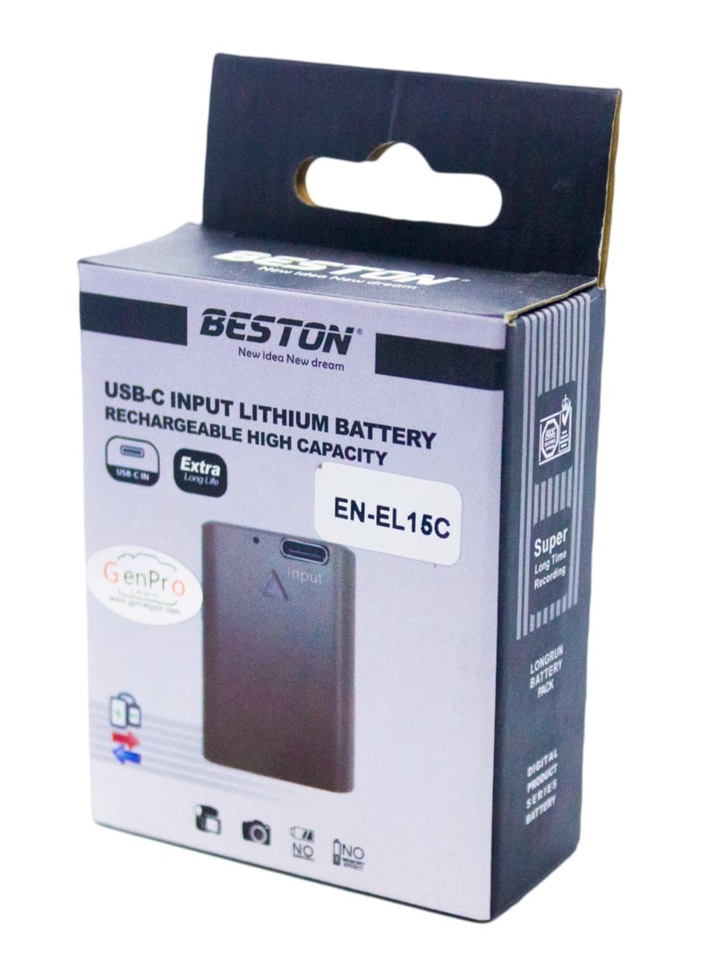 BESTON Beston EN-EL15c Rechargeable Battery for Nikon Cameras with USB-C Charging Port, 2000mAh, 7.0V - Image 1