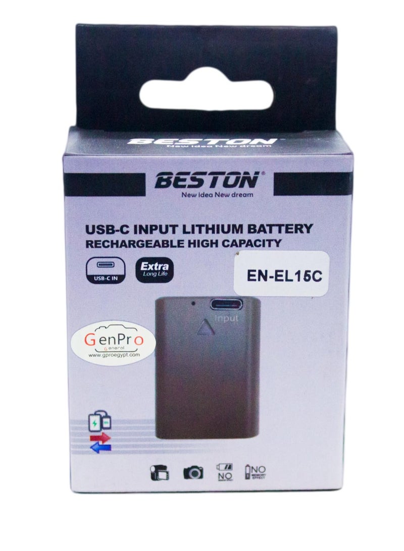 BESTON Beston EN-EL15c Rechargeable Battery for Nikon Cameras with USB-C Charging Port, 2000mAh, 7.0V - Image 4