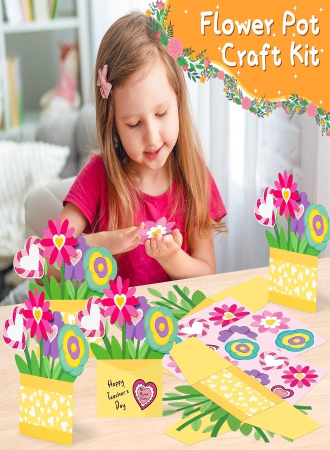 CY2SIDE Teacher’s Day Flower Pot Craft - 28PCS DIY Teacher’s Day Paper Craft Kit for Kids Make Your Own 3D Greeting Card Standing Flower Pot Teacher Appreciation Gift for Classroom Home Fun Activities - Image 4