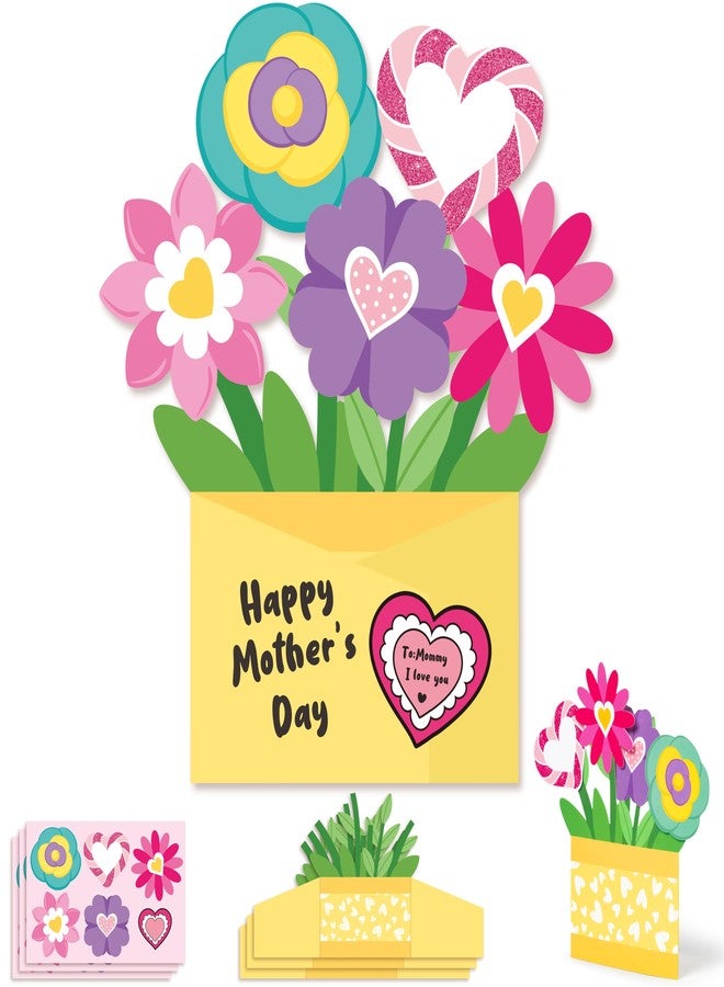 CY2SIDE Teacher’s Day Flower Pot Craft - 28PCS DIY Teacher’s Day Paper Craft Kit for Kids Make Your Own 3D Greeting Card Standing Flower Pot Teacher Appreciation Gift for Classroom Home Fun Activities - Image 1