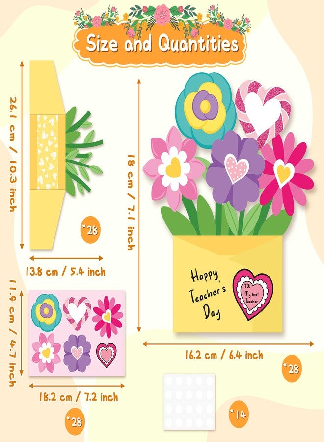 CY2SIDE Teacher’s Day Flower Pot Craft - 28PCS DIY Teacher’s Day Paper Craft Kit for Kids Make Your Own 3D Greeting Card Standing Flower Pot Teacher Appreciation Gift for Classroom Home Fun Activities - Image 2
