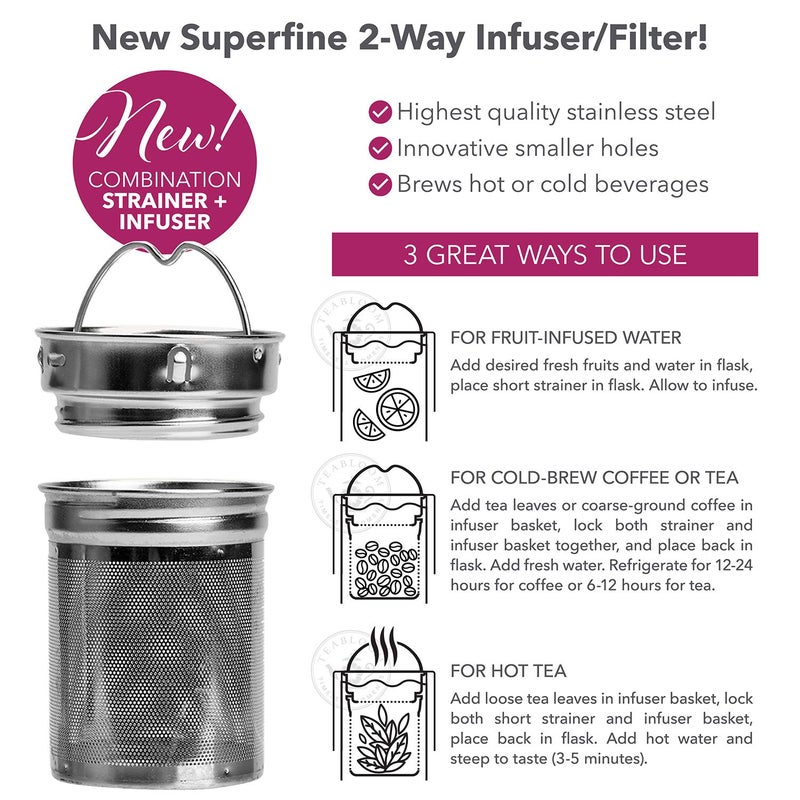 Teabloom - The ORIGINAL All-Brew Travel Tumbler & Thermos | OPRAH’s Favorite | 16oz/480ml Stainless Steel Insulated Water Bottle/Tea Flask/Cold Brew Coffee Mug - Image 4