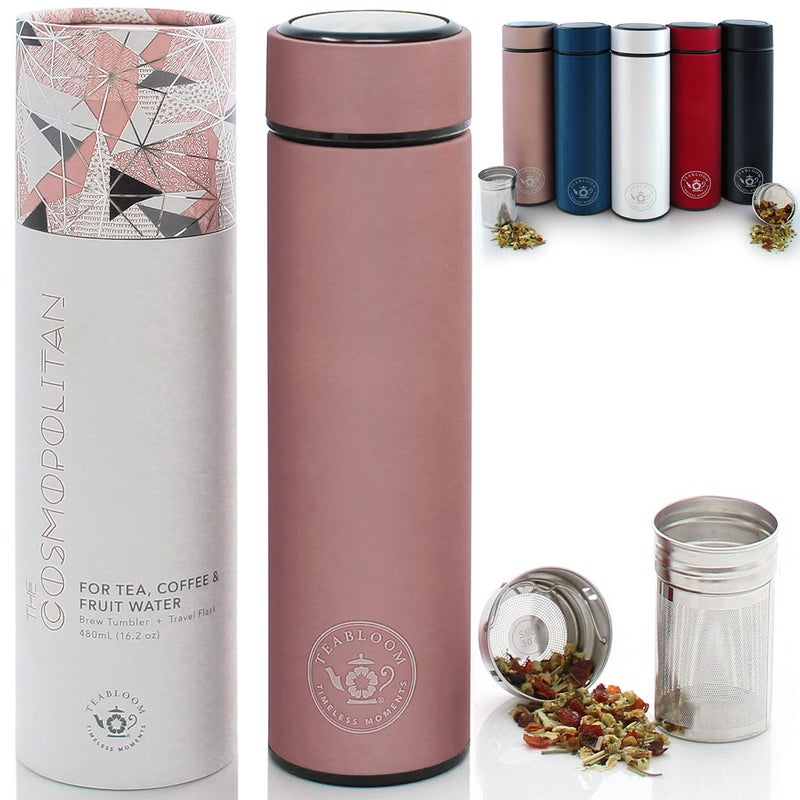 Teabloom - The ORIGINAL All-Brew Travel Tumbler & Thermos | OPRAH’s Favorite | 16oz/480ml Stainless Steel Insulated Water Bottle/Tea Flask/Cold Brew Coffee Mug - Image 1