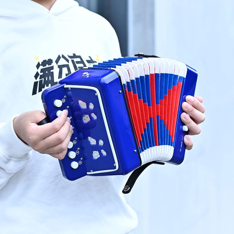 LIEKE Kids Accordion 10 keys Button Accordian,Musical Toy Instrument,Mini Accordion for Children Beginners (Blue) - Image 2