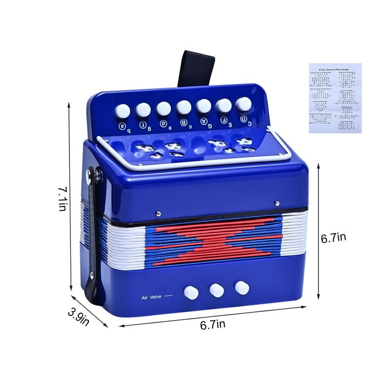 LIEKE Kids Accordion 10 keys Button Accordian,Musical Toy Instrument,Mini Accordion for Children Beginners (Blue) - Image 4