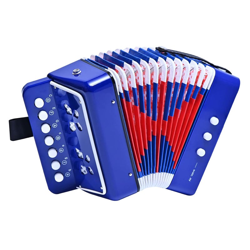 LIEKE Kids Accordion 10 keys Button Accordian,Musical Toy Instrument,Mini Accordion for Children Beginners (Blue) - Image 1