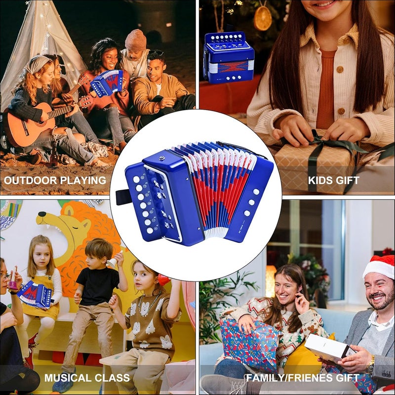LIEKE Kids Accordion 10 keys Button Accordian,Musical Toy Instrument,Mini Accordion for Children Beginners (Blue) - Image 5