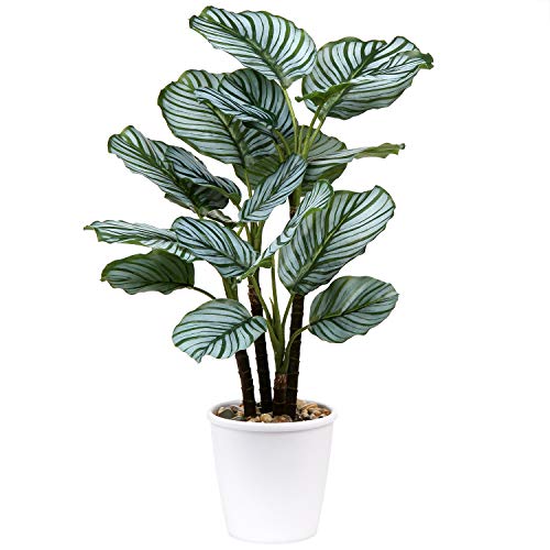 Briful 24.8" Artificial Plants Calatheas Orbifolia Goeppertia Orbifolia Plant Tropical Faux Green Plant Arrangement in - Image 2