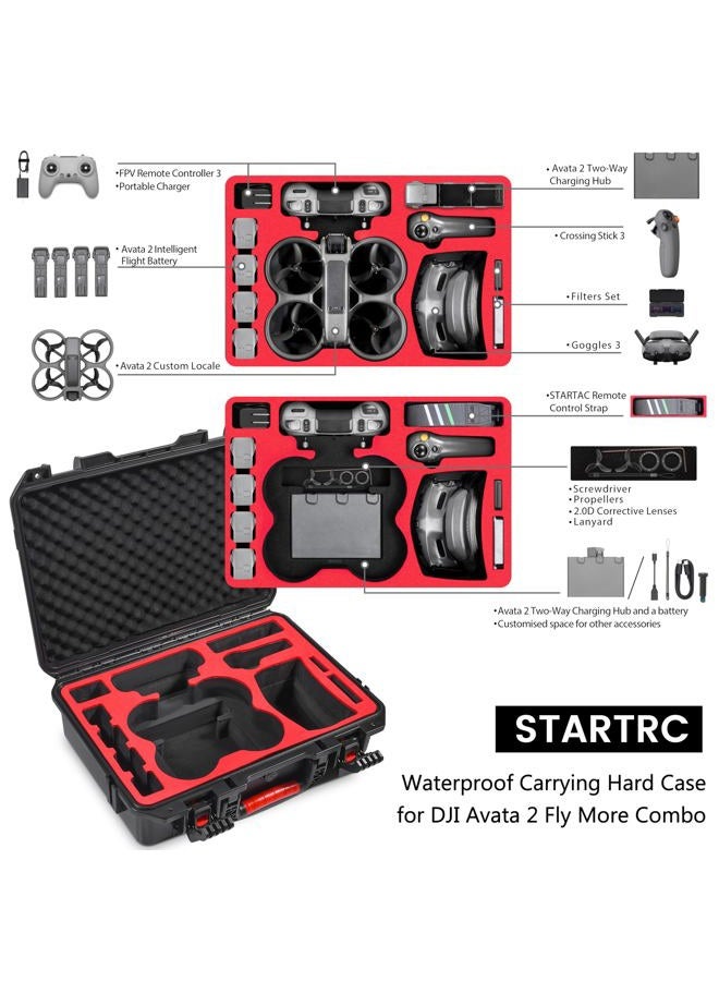 STARTRC Avata 2 Case,Waterproof Carrying Hard Case for DJI Avata 2 Fly More Combo with DJI Goggles 3/RC Motion 3/FPV Remote Controller 3,Battery Charging Hub,FPV Drone Accessories - Image 2