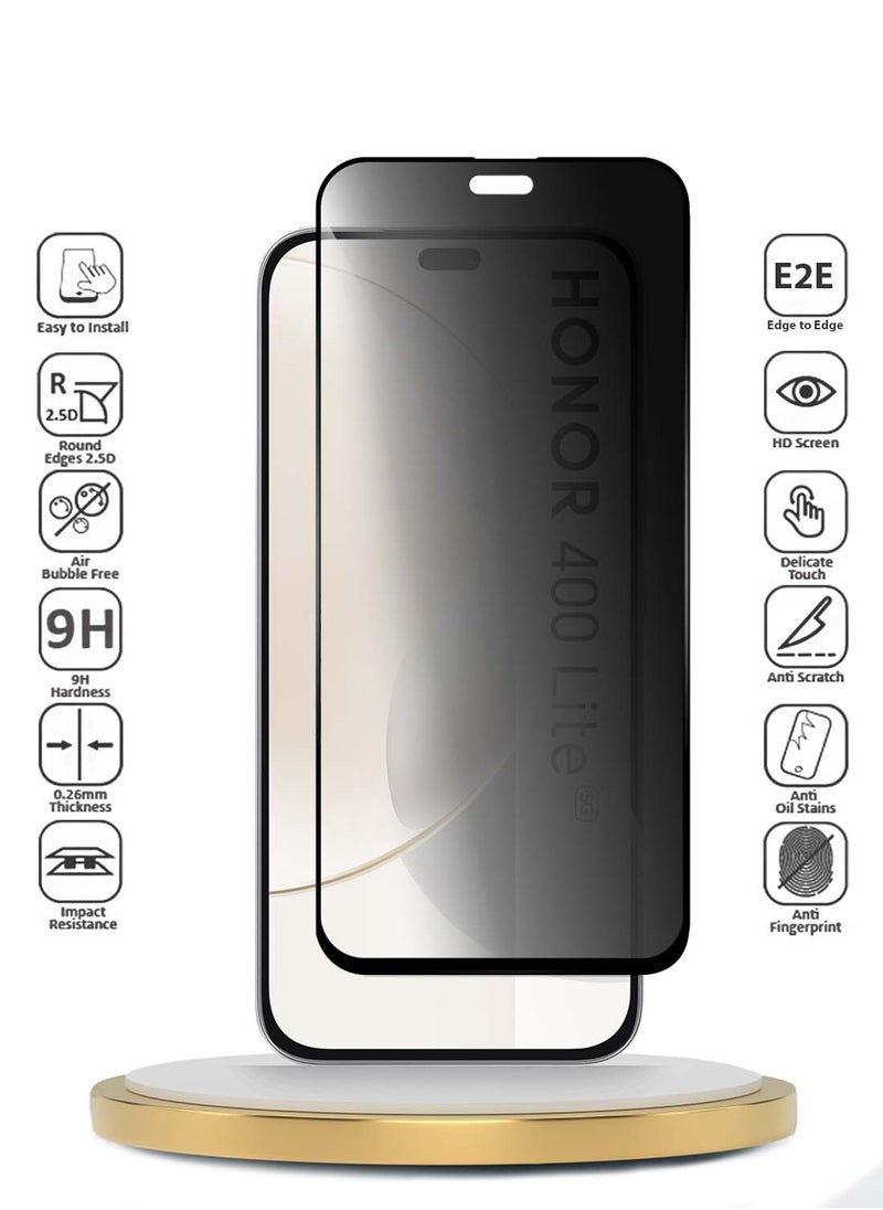 Wtech Honor 400 Lite 5G 2025 Premium E2E Series Privacy Full Glue Full Cover Tempered Glass Screen Protector (MSGECP) - Clear/Black  - Image 2