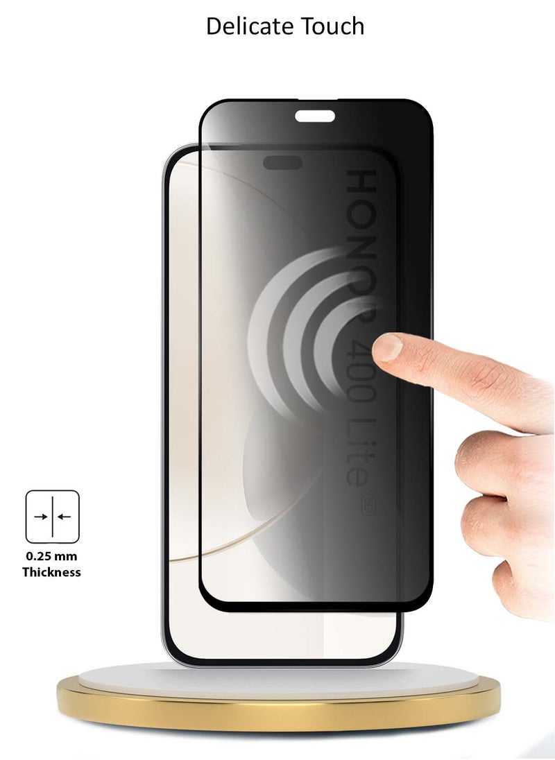 Wtech Honor 400 Lite 5G 2025 Premium E2E Series Privacy Full Glue Full Cover Tempered Glass Screen Protector (MSGECP) - Clear/Black  - Image 4